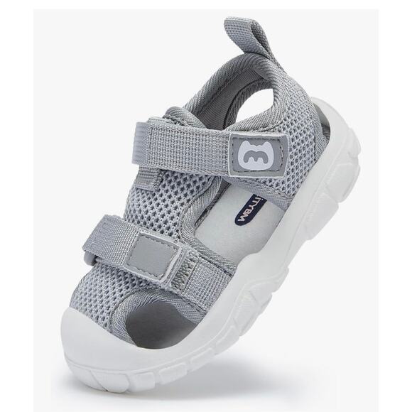 Light Gray Baby Sandals 18-24M | Non-Slip First Walkers - Picture 1 of 11